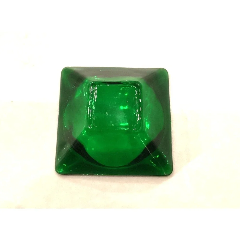 Small Emerald Green Ashtray Glass 3.5 Inch Square Vintage Cigarette Cigar